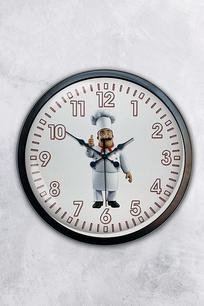 Kasva Concept Gift 40 cm Black Metal Cook Kitchen Wall Clock