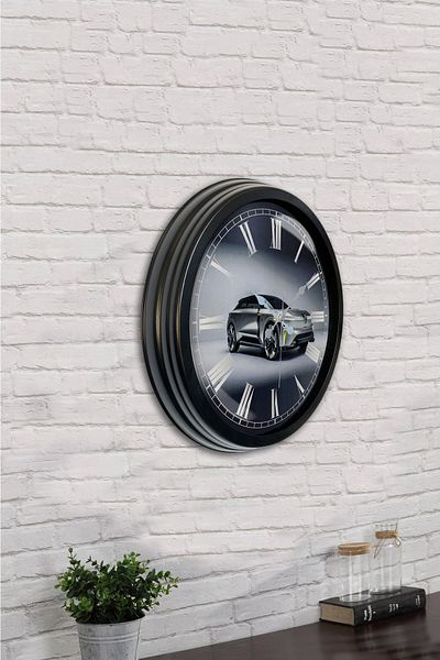Kasva Concept Gift 40 cm Black Metal Car Wall Clock