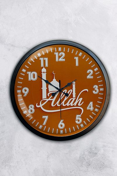 Kasva Concept Ceas de perete scris Allah din metal negru de 40 cm