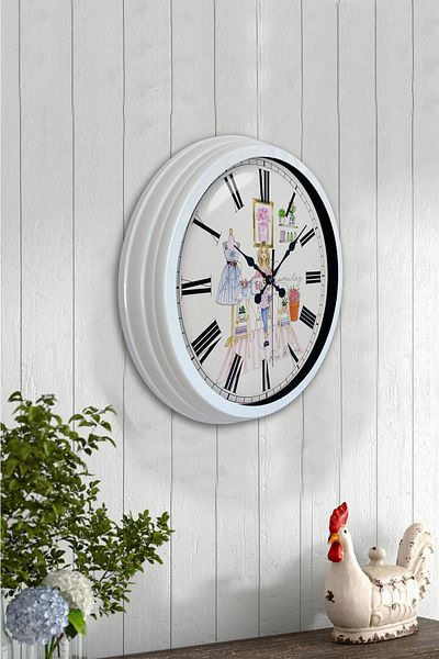 Kasva Concept Gift 40 cm White Metal Tailor Wall Clock