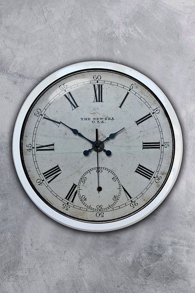 Kasva Concept 40 cm White Metal Roman Antique Wall Clock