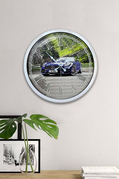 Kasva Concept Cadou 40 Cm Ceas de Perete Mercedes Metal Alb