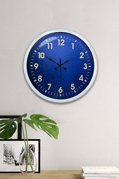 Kasva Concept 40 cm White Metal Blue Wall Clock