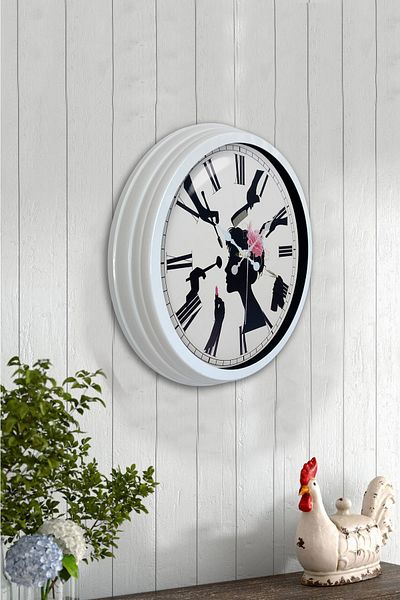 Kasva Concept Gift 40 cm White Metal Hairdresser Wall Clock