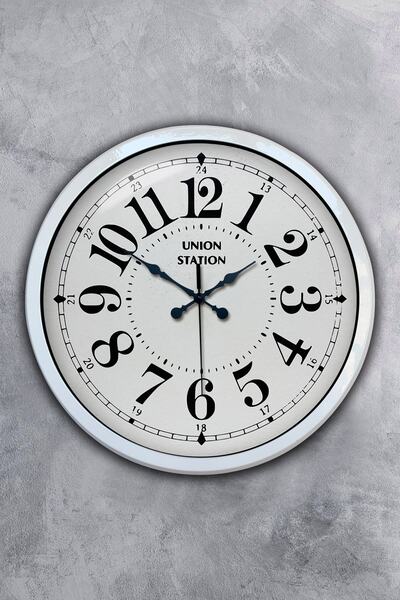 Kasva Concept هدية ساعة حائط كلاسيكية معدنية بيضاء مقاس 40 سم