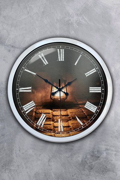 Kasva Concept Ceas de perete cu lanternă din metal alb de 40 cm cadou
