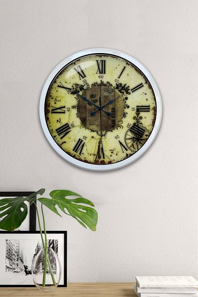 Kasva Concept Gift 40 cm White Metal Antique Wall Clock