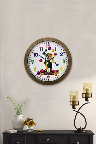 Kasva Concept 36 cm Tumbled Metal Clown Wall Clock