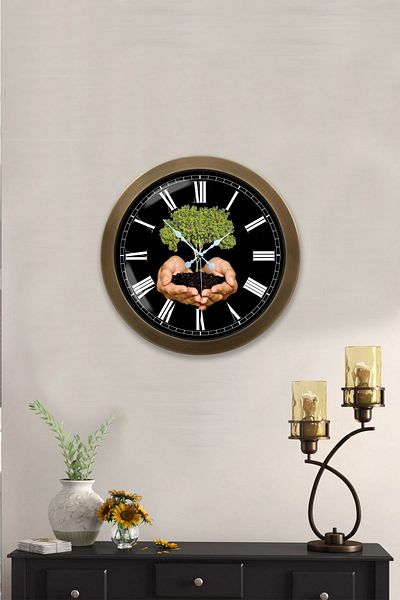 Kasva Concept Gift 36 cm Antique Metal Climate Themed Wall Clock