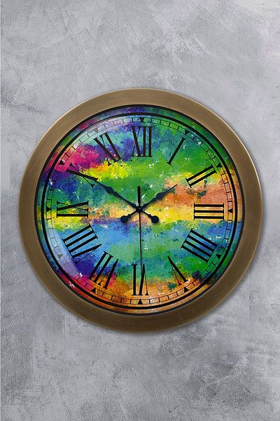 Kasva Concept Gift 36 cm Antique Metal Colorful Wall Clock