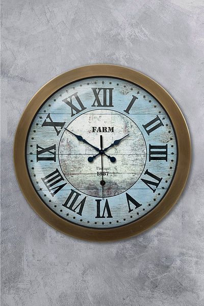 Kasva Concept Cadou 36 Cm Ceas de Perete Fermă Metal Vechi
