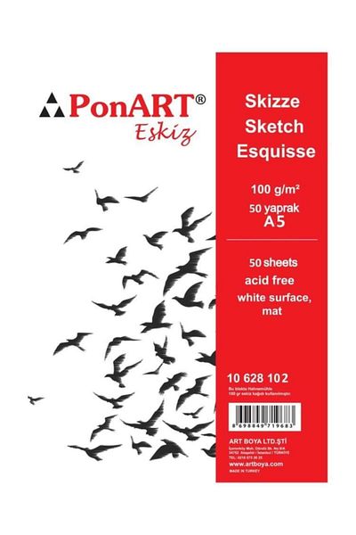 Ponart Sketchbook Spiral 100 gr. 50 Pages A5