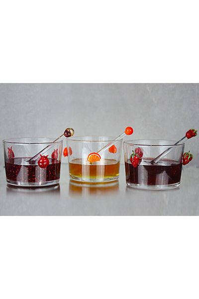 ADAMODART 3-Piece Jam Bowl with Pomegranate & Orange & Strawberry Figures
