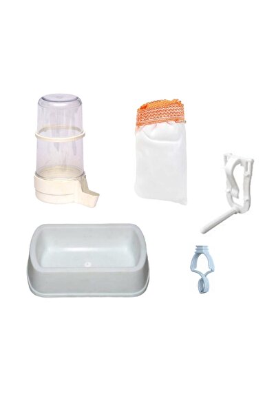 Lets Get Pet Mudanya Muhabbet Kuşu Kafes Için Yemlik Suluk Tül Mamalık Sebzel...