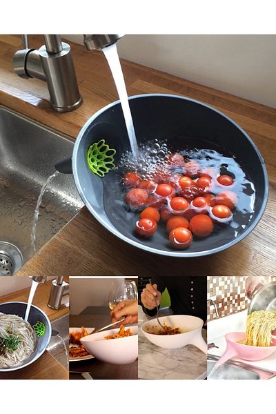 Gempo Multifunctional Strainer Bowl Serving Plate And Funnel Water Saving Practical Kitchen Kit 4in1