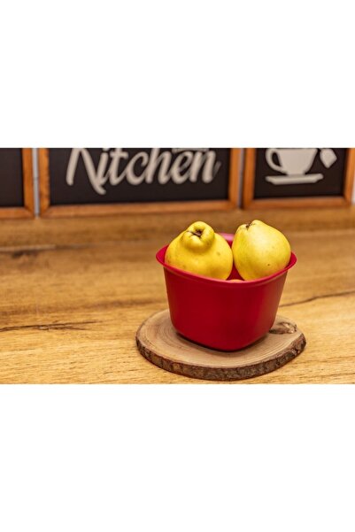 ORGANİZERS Luxmilard Ultra Wide Form Special Patterned Strainer and Bowl Set of 3 Red