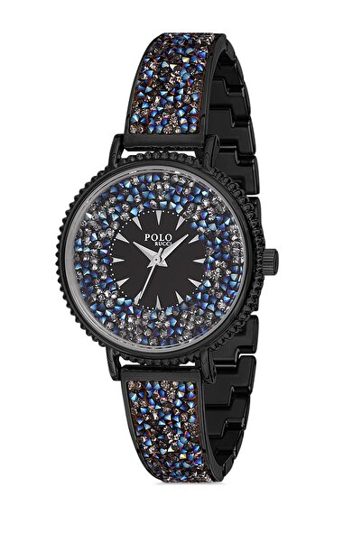 POLO Rucci ساعة يد نسائية معدنية مرصعة بالأحجار