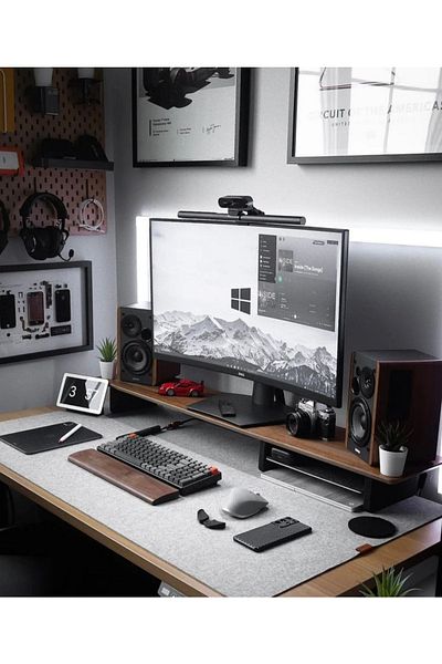Woll Tasarım Premium Imported Felt Desk - Organization and Gaming Mousepad, Light Gray (60X120Cm)