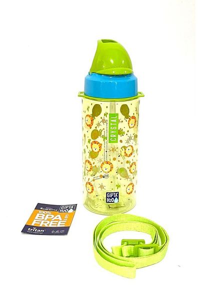 Gıpta Green Crystal Tritan Patterned Flask with Straw 500 Ml