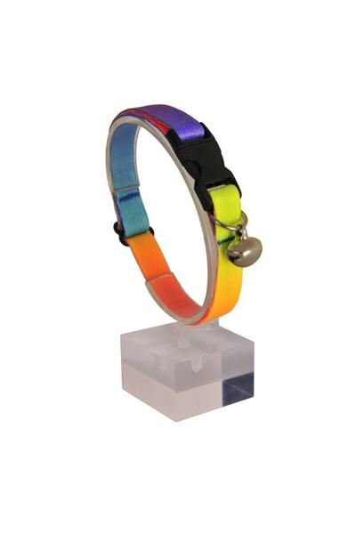 Pet Tag Art Rainbow Color Adjustable Soft Texture Cat Collar 22-30 cm