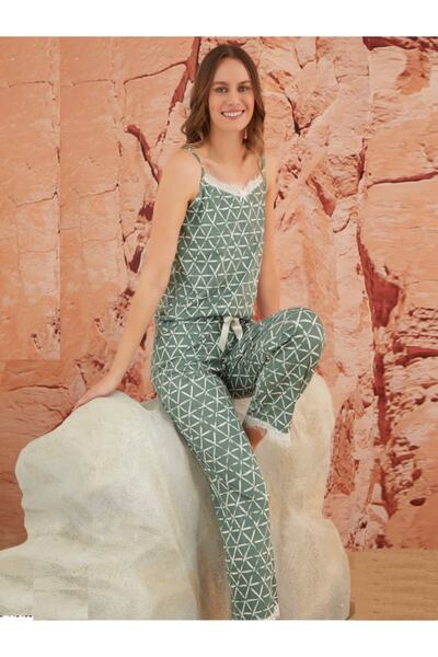 ARCAN Ženski zeleni pidžama set sa trepavicama