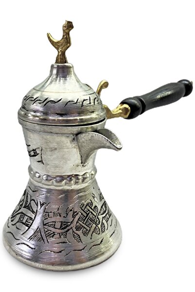 Batur Ticaret Özel Seri Kapaklı Bakır Cezve Kalın Mırra Cezvesi Nikelajlı