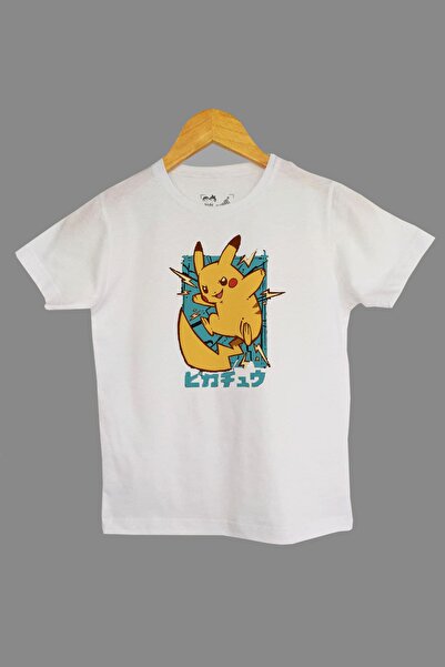 Raf Coll Dečija bela Pleteno majica Pikacu Anime Digitalna štampa paket