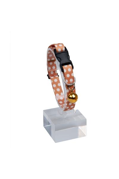 Pet Tag Art Patterned Adjustable Cat Collar with Bell 22-30 cm Orange