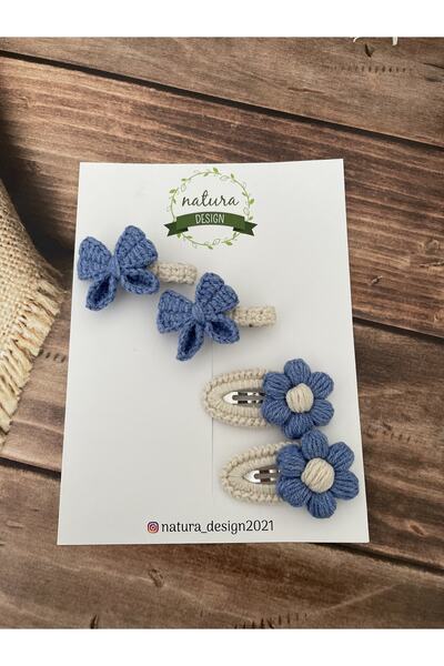 NATURA DESİGN Set de 4 catarame cu agrafă și agrafă tricotate