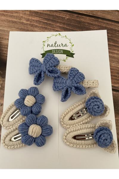 NATURA DESİGN Örgü Çıt Çıt Ve Klips 6’lı Toka Seti