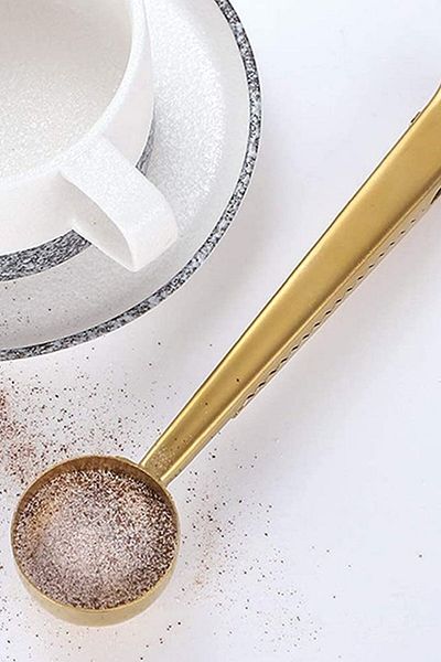 Buffer 2 Coffee Measuring Spoons with Gold Latch - Multifunctional Stainless Steel