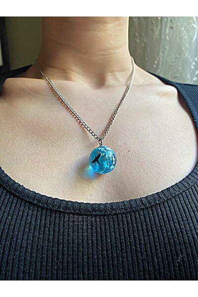 Kardeş Bijuteri Epoxy Cloud and Eagle Figure Necklace - 24