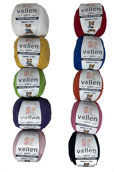 vollen yarn Premium Amigurumi Thread Punch Amigurumi Thread Set 10 Pieces 50 g Cotton Knitting Thread