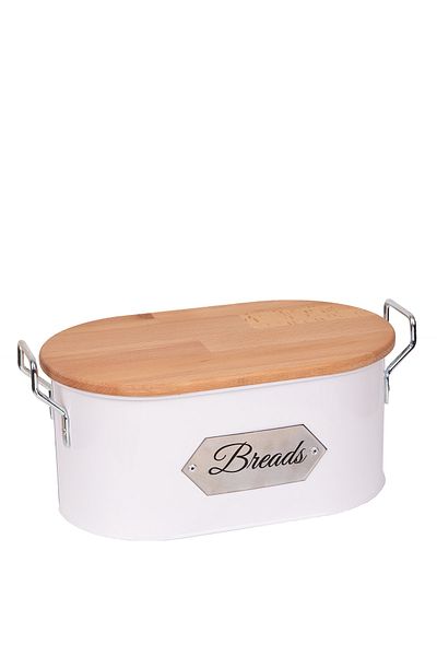 Orvila Metal Luxury Bread Bowl Bamboo Lid Bread Bucket Basket with Cutting Board