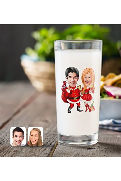 Bk Gift Kişiye Özel Sevgililer Yeni Yıl Karikatürlü Rakı Bardağı-3