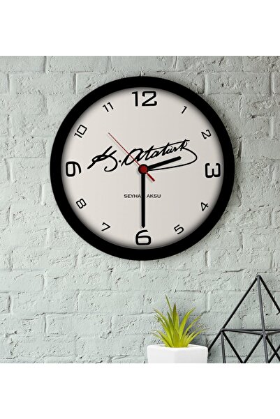 Bk Gift Kişiye Özel Atatürk Imzalı Ahşap Duvar Saati
