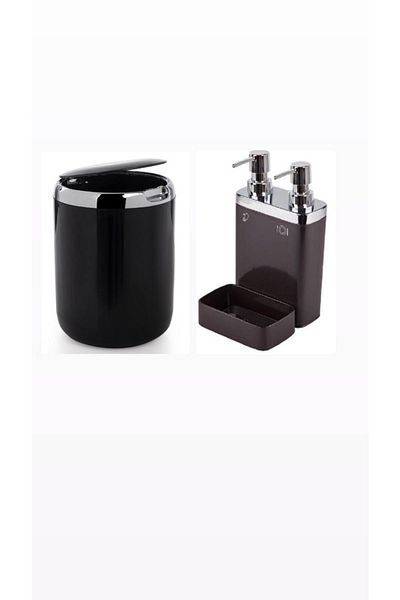Ansan Primanova Viva - 2-Headed Kitchen Set with Black Sponge Holder: Liquid Soap and Dustbin