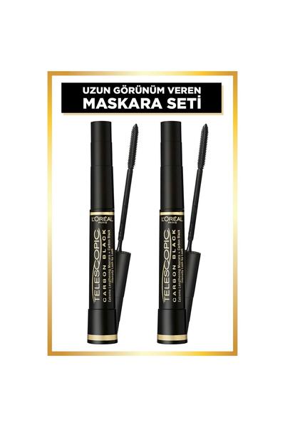 L'Oreal Paris L'oréal Paris Telescopic Carbon Black Maskara - Siyah 2'li Set