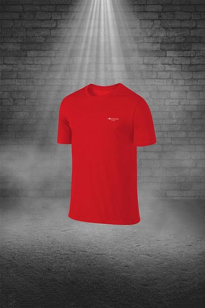 POSEIDON STORM تي شيرت رجالي مقاس كبير مصنوع من قماش Dri-Fit باللون الأحمر بدون طباعة ورقبة دائرية وأكمام قصيرة