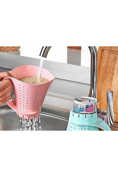 Yetkin Home 2 Pieces of Lentil Washing Apparatus - Plastic Strainer in Jug Shape with Handle