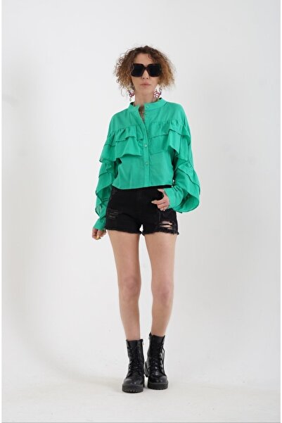 Zelish My Sister Cămașă verde cu volan