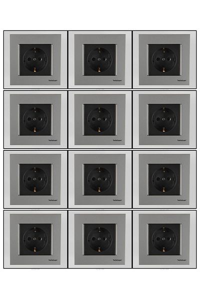 Netelsan Matte Silver Black Grounded Socket 12 Pieces