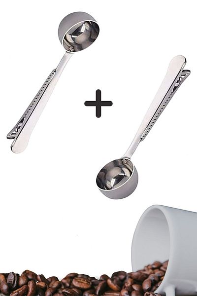 Buffer ® 2 Pieces Coffee Measuring Spoons with Pegs Silver Multifunctional Stainless Steel Spoons