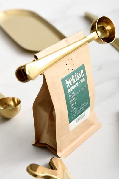 Buffer 2 Coffee Measuring Spoons with Gold Latch - Multifunctional Stainless Steel