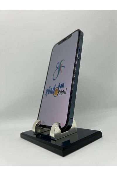 Gündoğan Kristal Phone Holder with Smoked Glass and Metal Foot Accessory