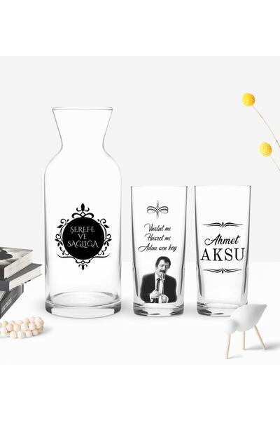 Bk Gift Kişiye Özel Renkli Baskılı Vuslat Mı Hasret Mi Tasarımlı Ikili Rakı B...