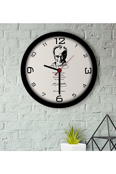 Bk Gift Kişiye Özel Atatürk Öğretmen Ahşap Duvar Saati-2