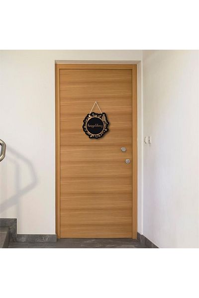 enmalife Μαύρο - Καφέ Στολίδι Πόρτας Καλωσορίσματος