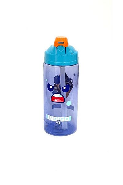 Gıpta Blue Indigo Tritan Patterned Flask with Straw 500 Ml