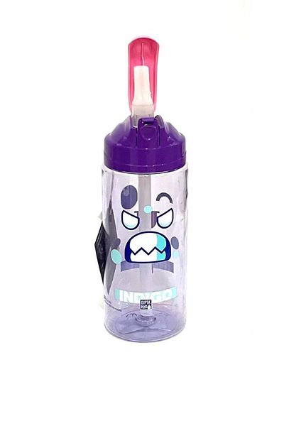Gıpta Purple Indigo Tritan Patterned Flask with Straw 500 Ml